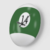 ビリヤードのボール番号14 ラージ壁時計 (傾斜)