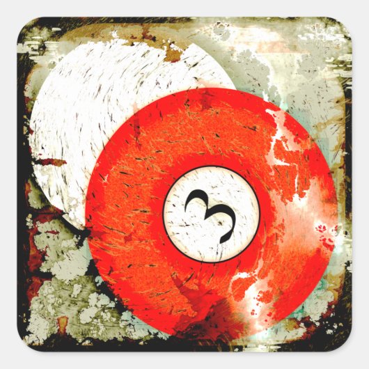 ビリヤードのボール番号3 スクエアシール (正面)