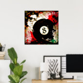 ビリヤードのボール番号8 ポスター (ホームオフィス)