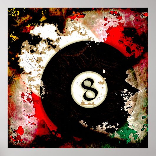 ビリヤードのボール番号8 ポスター (正面)