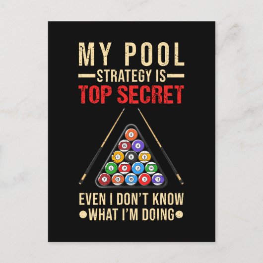 ビリヤードのユーモアが面白い8ボールプレーヤー ポストカード (正面)