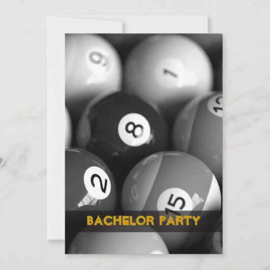 ビリヤードの独身パーティー招待状カード 招待状 (正面)