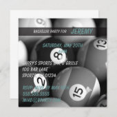 ビリヤードの独身パーティー招待状カード 招待状 (正面/裏面)