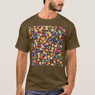 ビリヤードの球形がプールプラのプリント全体に Tシャツ