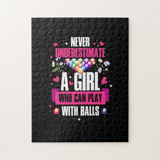 ビリヤードの選手この女の子はビリヤード遊のビリヤードができる ジグソーパズル (縦)