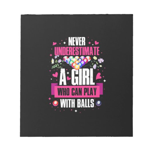 ビリヤードの選手この女の子はビリヤード遊のビリヤードができる ノートパッド (正面)