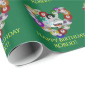 ビリヤードの鮫の誕生日のハート ラッピングペーパー (ロールコーナー)