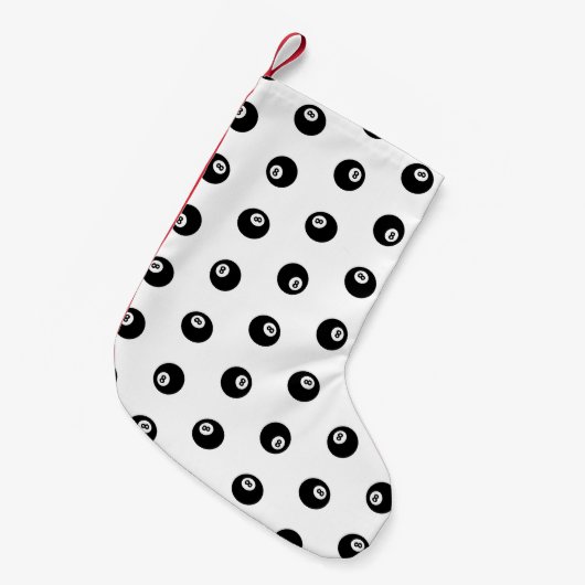 ビリヤードはテーマの8つの球パターンを分かち合います スモールクリスマスストッキング (正面 (吊り時))