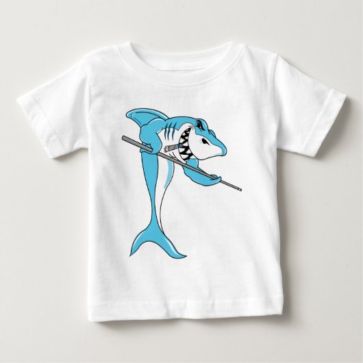 ビリヤードを遊んでいる鮫 ベビーTシャツ (正面)