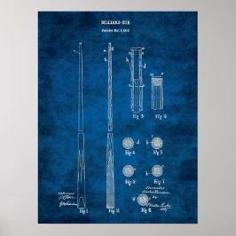 ビリヤードキューパテントアート#4 Rec Room Decor ポスター