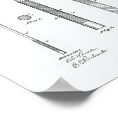 ビリヤードキュー1919パテントアート – ホワイト紙 ポスター (角)