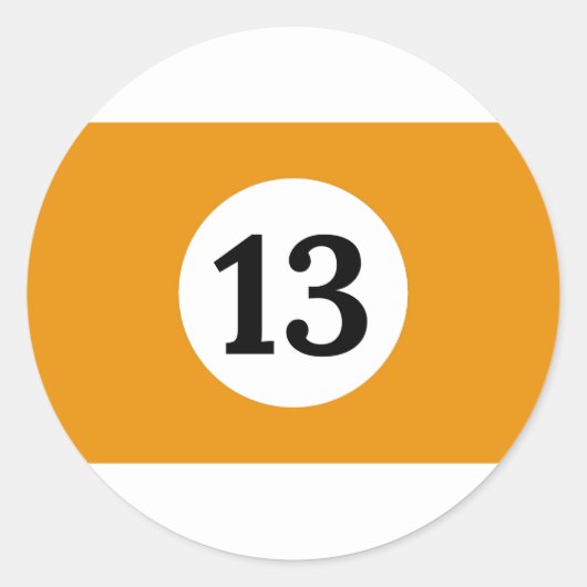 ビリヤードストライプオレンジボール13 ラウンドシール (正面)