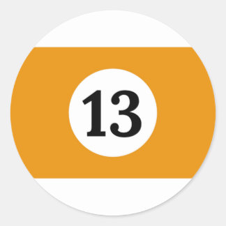ビリヤードストライプオレンジボール13 ラウンドシール