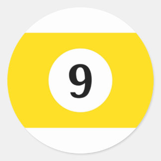 ビリヤードストライプズイエローボール9 ラウンドシール
