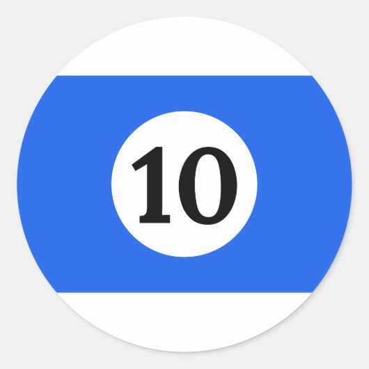ビリヤードストライプズ青ボール10 ラウンドシール (正面)