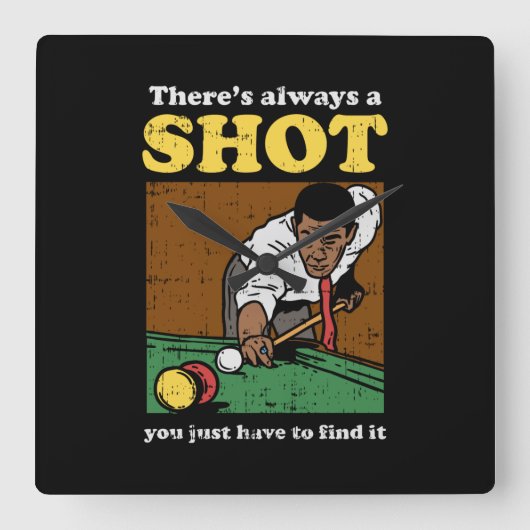 ビリヤードスヌーカーレトロ スクエア壁時計 (正面)