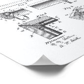 ビリヤードテーブル1897パテントアート – ホワイト紙 ポスター (角)