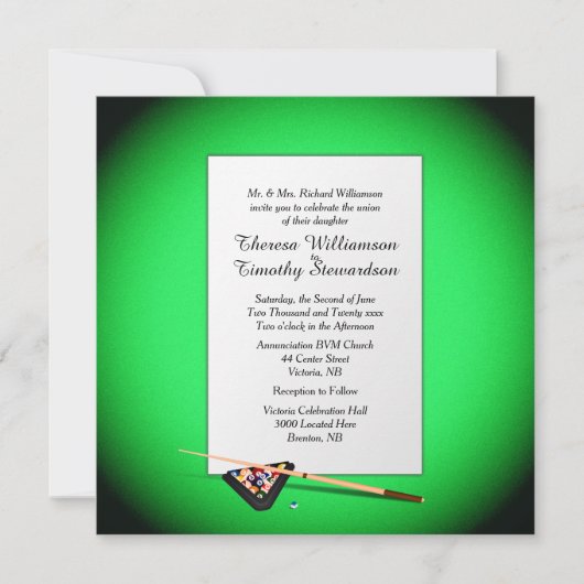 ビリヤードテーマ結婚式招待状 招待状 (正面)