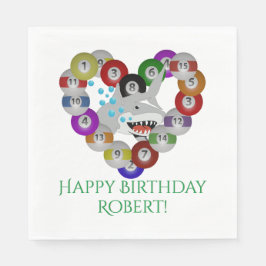 ビリヤードハッピーバースデーサメのハート スタンダードランチョンナプキン