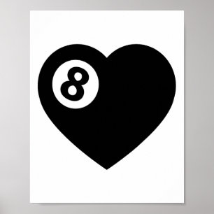 ビリヤードハートラブプールプレーヤーValentine Poll Bal ポスター