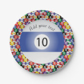 ビリヤードプールボールズストライプナンバーテン ペーパープレート (正面)