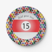 ビリヤードプールボールズストライプナンバーフィフティーブ ペーパープレート (正面)