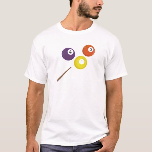 ビリヤードボールとキュー Tシャツ (正面)