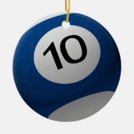 ビリヤードボールのクリスマスのオーナメント10 (10) BLUE/WH セラミックオーナメント