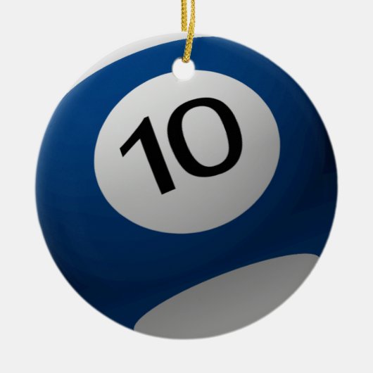 ビリヤードボールのクリスマスのオーナメント10 (10) BLUE/WH セラミックオーナメント (正面)