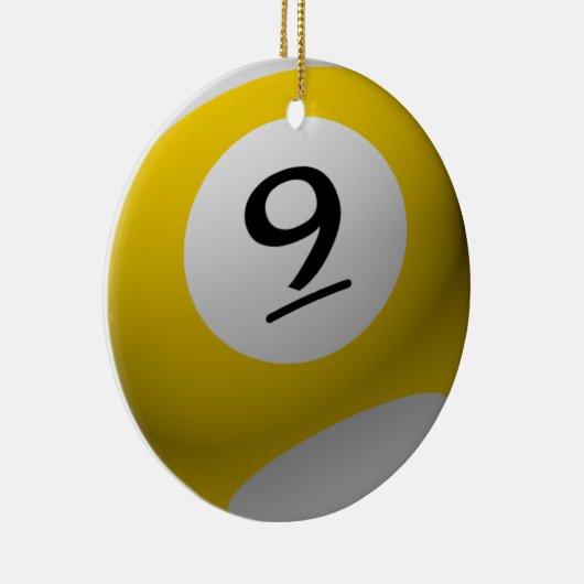 ビリヤードボールのクリスマスのオーナメント9の(9)黄色 セラミックオーナメント (右)