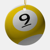 ビリヤードボールのクリスマスのオーナメント9の(9)黄色 セラミックオーナメント (正面)