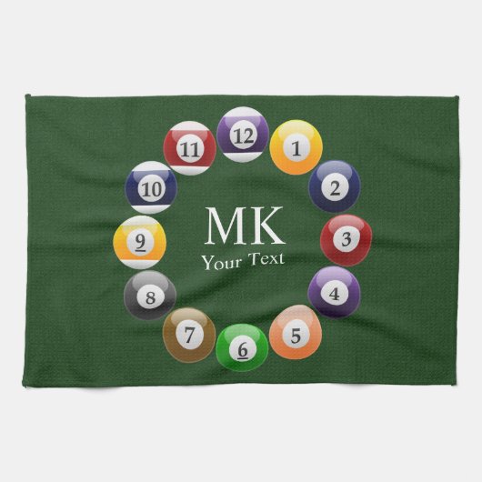ビリヤードボールの光沢があるカラフルなプールのスヌーカーのスポーツ キッチンタオル (横)