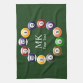 ビリヤードボールの光沢があるカラフルなプールのスヌーカーのスポーツ キッチンタオル (縦)