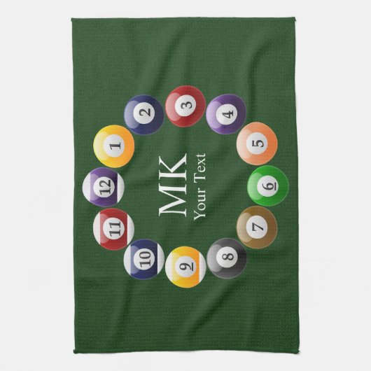 ビリヤードボールの光沢があるカラフルなプールのスヌーカーのスポーツ キッチンタオル (縦)