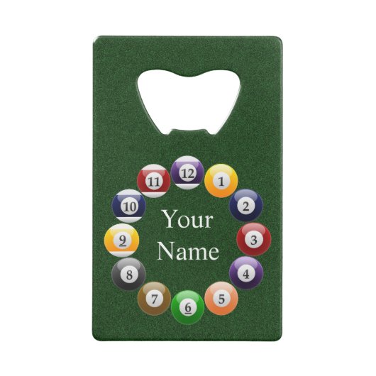 ビリヤードボールの光沢があるカラフルなプールのスヌーカーのスポーツ クレジットカード栓抜き (正面)