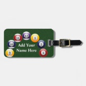 ビリヤードボールの光沢があるカラフルなプールのスヌーカーのスポーツ ラゲッジタグ (正面横)