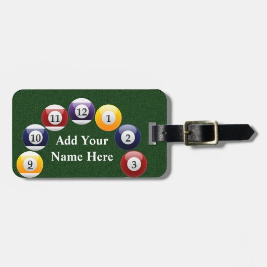 ビリヤードボールの光沢があるカラフルなプールのスヌーカーのスポーツ ラゲッジタグ (正面横)