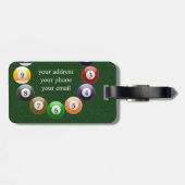 ビリヤードボールの光沢があるカラフルなプールのスヌーカーのスポーツ ラゲッジタグ (裏面横)