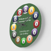 ビリヤードボールの光沢があるカラフルなプールのスヌーカーのスポーツ ラージ壁時計 (傾斜)