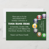 ビリヤードボールの光沢があるカラフルなプールのスヌーカーのスポーツ 招待状 (裏面)