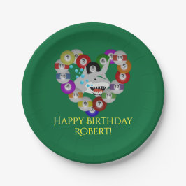 ビリヤードボールの誕生日の鮫のハート ペーパープレート