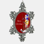 ビリヤードボールの雪だるま スノーフレークピューターオーナメント (左)