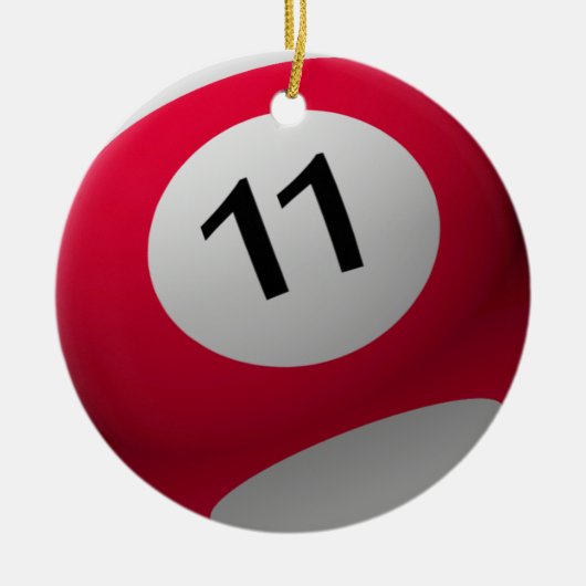 ビリヤードボールクリスマスオーナメント11 (ELEVEN) セラミックオーナメント (正面)