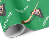 ビリヤードボールプールスティックパーソナライズされた誕生日 ラッピングペーパー (ロールコーナー)