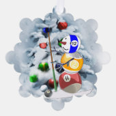 ビリヤードボール雪だるまクリスマス オーナメントカード (正面)