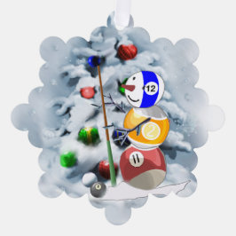 ビリヤードボール雪だるまクリスマス オーナメントカード