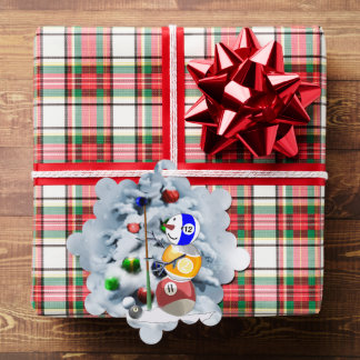 ビリヤードボール雪だるまクリスマス オーナメントカード