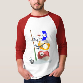ビリヤードボール雪だるまクリスマス Tシャツ