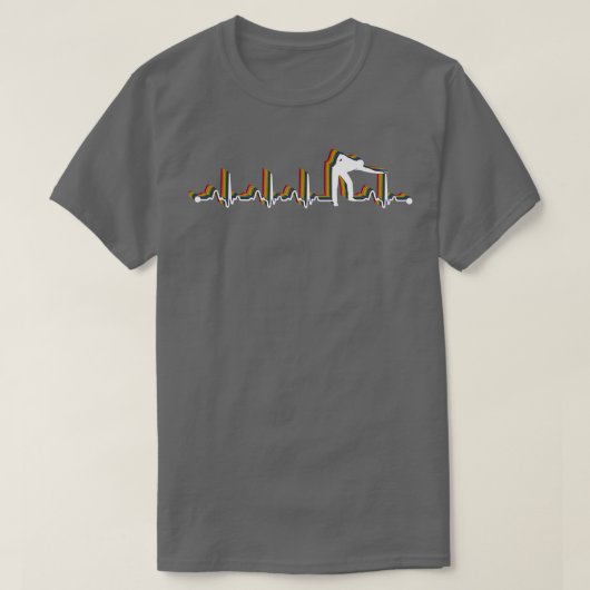 ビリヤードレトロハートビートEKG forビリヤードPl Tシャツ (デザイン正面)
