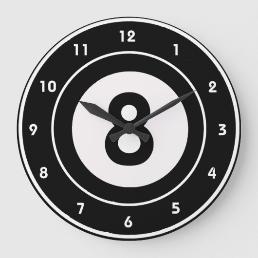 ビリヤード八球デザイン時計 ラージ壁時計 (正面)